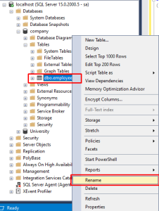 SQL Server RENAME TABLE - Tutorialsbook